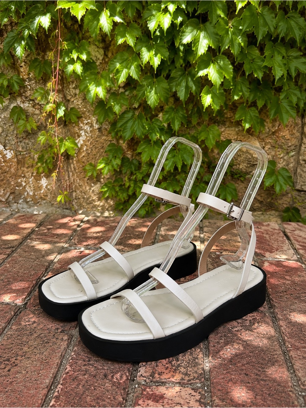 MADEWELL Cloudlift Coastal Grandma Cream Leather Double Strap Sandals, 9